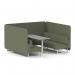 Brixworth 6 Seater Bench Booth With White Legs And Grey Table With White Leg In Main Line Flax Fabric - Monument Panels And Sofa SF004637