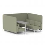 Brixworth 6 Seater Bench Booth With White Legs And Grey Table With White Leg In Main Line Flax Fabric - Newbury Panels And Sofa SF004638