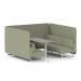 Brixworth 6 Seater Bench Booth With White Legs And Grey Table With White Leg In Main Line Flax Fabric - Newbury Panels And Sofa SF004638