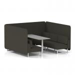 Brixworth 6 Seater Bench Booth With White Legs And Grey Table With White Leg In Main Line Flax Fabric - Temple Panels And Sofa SF004639