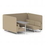 Brixworth 6 Seater Bench Booth With White Legs And Grey Table With White Leg In Main Line Flax Fabric - Upminster Panels And Sofa SF004640
