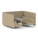 Brixworth 6 Seater Bench Booth With White Legs And Grey Table With White Leg In Main Line Flax Fabric - Upminster Panels And Sofa SF004640