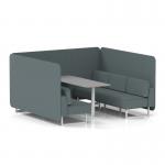 Brixworth 6 Seater Bench Booth With White Legs And Grey Table With White Leg In Main Line Flax Fabric - Westminster Panels And Sofa SF004641