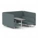 Brixworth 6 Seater Bench Booth With White Legs And Grey Table With White Leg In Main Line Flax Fabric - Westminster Panels And Sofa SF004641