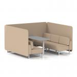 Brixworth 6 Seater Bench Booth With White Legs And Grey Table With White Leg In Synergy Fabric - Affix Panels And Sofa SF004642