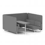 Brixworth 6 Seater Bench Booth With White Legs And Grey Table With White Leg In Synergy Fabric - Partner Panels And Sofa SF004646