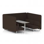 Brixworth 6 Seater Bench Booth With White Legs And Grey Table With White Leg In Synergy Fabric - Wed Panels And Sofa SF004647