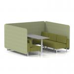 Brixworth 6 Seater Bench Booth With White Legs And Grey Table With White Leg In Rivet Fabric - Burnish Panels And Olive Sofa SF004654