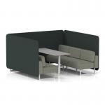 Brixworth 6 Seater Bench Booth With White Legs And Grey Table With White Leg In Rivet Fabric - Charcoal Panels And Vitreous Sofa SF004655