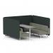 Brixworth 6 Seater Bench Booth With White Legs And Grey Table With White Leg In Rivet Fabric - Charcoal Panels And Vitreous Sofa SF004655