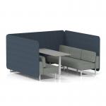 Brixworth 6 Seater Bench Booth With White Legs And Grey Table With White Leg In Rivet Fabric - Crucible Panels And Prime Sofa SF004656