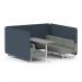 Brixworth 6 Seater Bench Booth With White Legs And Grey Table With White Leg In Rivet Fabric - Crucible Panels And Prime Sofa SF004656