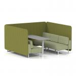 Brixworth 6 Seater Bench Booth With White Legs And Grey Table With White Leg In Rivet Fabric - Olive Panels And Burnish Sofa SF004657
