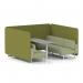 Brixworth 6 Seater Bench Booth With White Legs And Grey Table With White Leg In Rivet Fabric - Olive Panels And Burnish Sofa SF004657