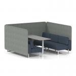 Brixworth 6 Seater Bench Booth With White Legs And Grey Table With White Leg In Rivet Fabric - Prime Panels And Crucible Sofa SF004658