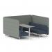 Brixworth 6 Seater Bench Booth With White Legs And Grey Table With White Leg In Rivet Fabric - Prime Panels And Crucible Sofa SF004658