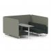Brixworth 6 Seater Bench Booth With White Legs And Grey Table With White Leg In Rivet Fabric - Vitreous Panels And Charcoal Sofa SF004659