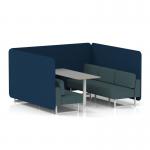 Brixworth 6 Seater Bench Booth With White Legs And Grey Table With White Leg In X2 Fabric - Calculus Panels And Polygon Sofa SF004661