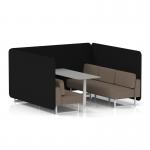 Brixworth 6 Seater Bench Booth With White Legs And Grey Table With White Leg In X2 Fabric - Diameter Panels And Theory Sofa SF004662