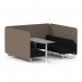 Brixworth 6 Seater Bench Booth With White Legs And Grey Table With White Leg In X2 Fabric - Theory Panels And Diameter Sofa SF004665