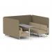 Brixworth 6 Seater Bench Booth With White Legs And Grey Table With White Leg In Main Line Flax Fabric - Bank Panels And Upminster Sofa SF004666
