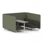 Brixworth 6 Seater Bench Booth With White Legs And Grey Table With White Leg In Main Line Flax Fabric - Monument Panels And Temple Sofa SF004667