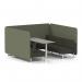 Brixworth 6 Seater Bench Booth With White Legs And Grey Table With White Leg In Main Line Flax Fabric - Monument Panels And Temple Sofa SF004667