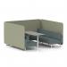 Brixworth 6 Seater Bench Booth With White Legs And Grey Table With White Leg In Main Line Flax Fabric - Newbury Panels And Westminster Sofa SF004668