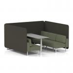 Brixworth 6 Seater Bench Booth With White Legs And Grey Table With White Leg In Main Line Flax Fabric - Temple Panels And Monument Sofa SF004669