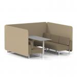 Brixworth 6 Seater Bench Booth With White Legs And Grey Table With White Leg In Main Line Flax Fabric - Upminster Panels And Bank Sofa SF004670
