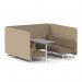 Brixworth 6 Seater Bench Booth With White Legs And Grey Table With White Leg In Main Line Flax Fabric - Upminster Panels And Bank Sofa SF004670