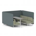 Brixworth 6 Seater Bench Booth With White Legs And Grey Table With White Leg In Main Line Flax Fabric - Westminster Panels And Newbury Sofa SF004671
