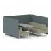 Brixworth 6 Seater Bench Booth With White Legs And Grey Table With White Leg In Main Line Flax Fabric - Westminster Panels And Newbury Sofa SF004671