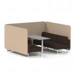 Brixworth 6 Seater Bench Booth With White Legs And Grey Table With White Leg In Synergy Fabric - Affix Panels And Wed Sofa SF004672