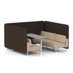Brixworth 6 Seater Bench Booth With White Legs And Grey Table With White Leg In Synergy Fabric - Wed Panels And Affix Sofa SF004677