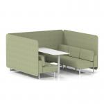 Brixworth 6 Seater Bench Booth With White Legs And White Table With White Leg In Rivet Fabric - Burnish Panels And Sofa SF004684