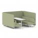 Brixworth 6 Seater Bench Booth With White Legs And White Table With White Leg In Rivet Fabric - Burnish Panels And Sofa SF004684