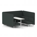 Brixworth 6 Seater Bench Booth With White Legs And White Table With White Leg In Rivet Fabric - Charcoal Panels And Sofa SF004685