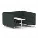 Brixworth 6 Seater Bench Booth With White Legs And White Table With White Leg In Rivet Fabric - Charcoal Panels And Sofa SF004685