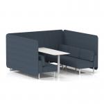 Brixworth 6 Seater Bench Booth With White Legs And White Table With White Leg In Rivet Fabric - Crucible Panels And Sofa SF004686
