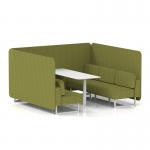 Brixworth 6 Seater Bench Booth With White Legs And White Table With White Leg In Rivet Fabric - Olive Panels And Sofa SF004687