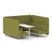 Brixworth 6 Seater Bench Booth With White Legs And White Table With White Leg In Rivet Fabric - Olive Panels And Sofa SF004687