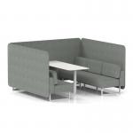 Brixworth 6 Seater Bench Booth With White Legs And White Table With White Leg In Rivet Fabric - Prime Panels And Sofa SF004688