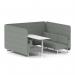 Brixworth 6 Seater Bench Booth With White Legs And White Table With White Leg In Rivet Fabric - Prime Panels And Sofa SF004688