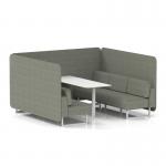 Brixworth 6 Seater Bench Booth With White Legs And White Table With White Leg In Rivet Fabric - Vitreous Panels And Sofa SF004689