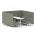 Brixworth 6 Seater Bench Booth With White Legs And White Table With White Leg In Rivet Fabric - Vitreous Panels And Sofa SF004689