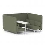 Brixworth 6 Seater Bench Booth With White Legs And White Table With White Leg In Main Line Flax Fabric - Monument Panels And Sofa SF004697