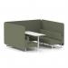 Brixworth 6 Seater Bench Booth With White Legs And White Table With White Leg In Main Line Flax Fabric - Monument Panels And Sofa SF004697