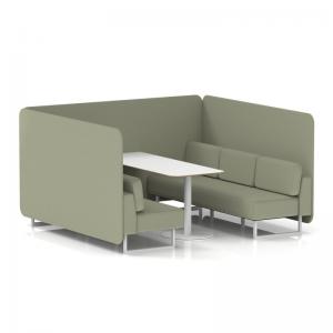 Brixworth 6 Seater Bench Booth With White Legs And White Table With