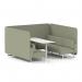 Brixworth 6 Seater Bench Booth With White Legs And White Table With White Leg In Main Line Flax Fabric - Newbury Panels And Sofa SF004698
